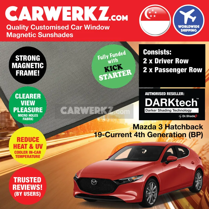 Dr Shadez DARKtech Mazda 3 Hatchback 2019-Current 4th Generation (BP) Japan Hatchback Customised Car Window Magnetic Sunshades